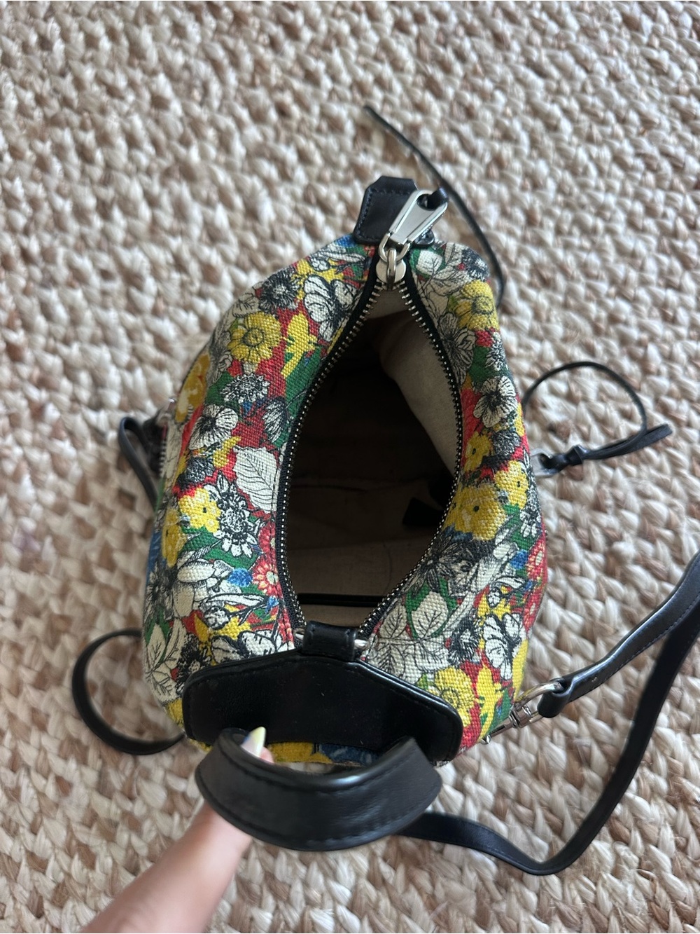 Rebecca Minkoff Julian Mini Floral Backpack Canvas Leather Trim - Picture 6 of 8